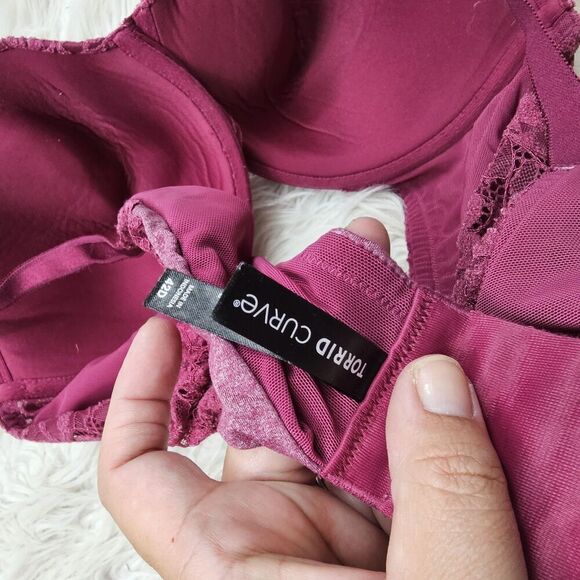 Torrid T Shirt Lightly Lined Heather Cozy Lace 360 Back Smoothing Bra 42D - Picture 3 of 5